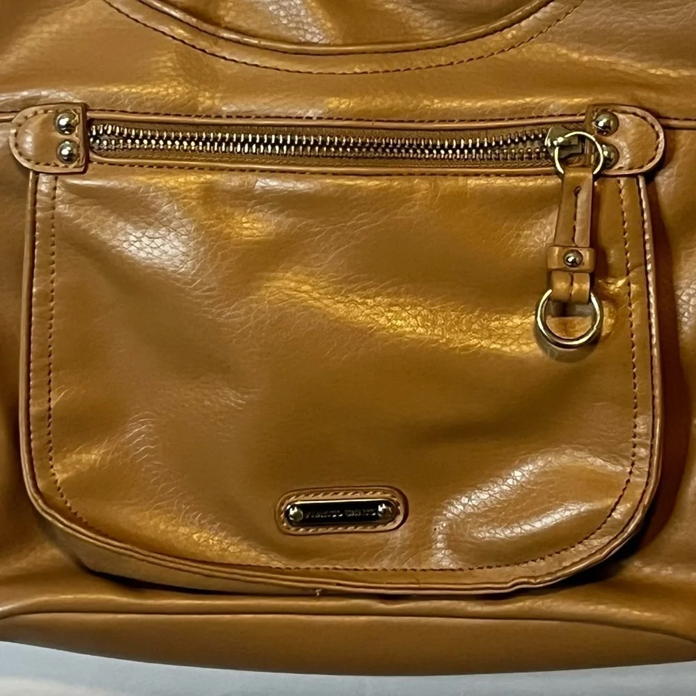 Franco Sarto, Nylon, Tan Crossbody/Shoulder Bag. Button Accent on each side